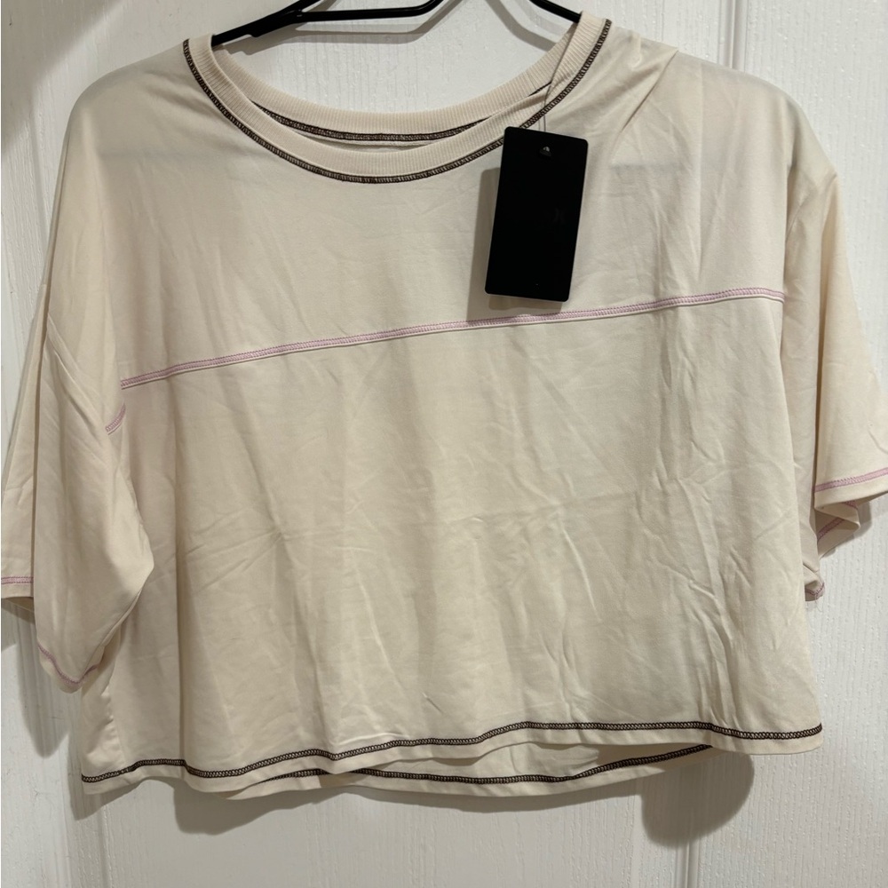 Hurley Cream and Pink Short Sleeve Tee